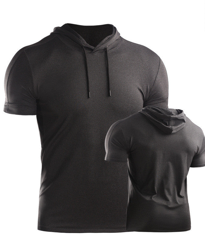 Mens Muscle Hooded Hoodies Short Sleeve