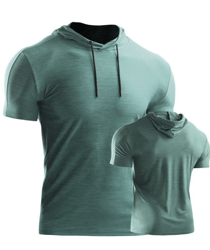 Mens Muscle Hooded Hoodies Short Sleeve