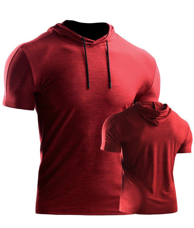 Mens Muscle Hooded Hoodies Short Sleeve