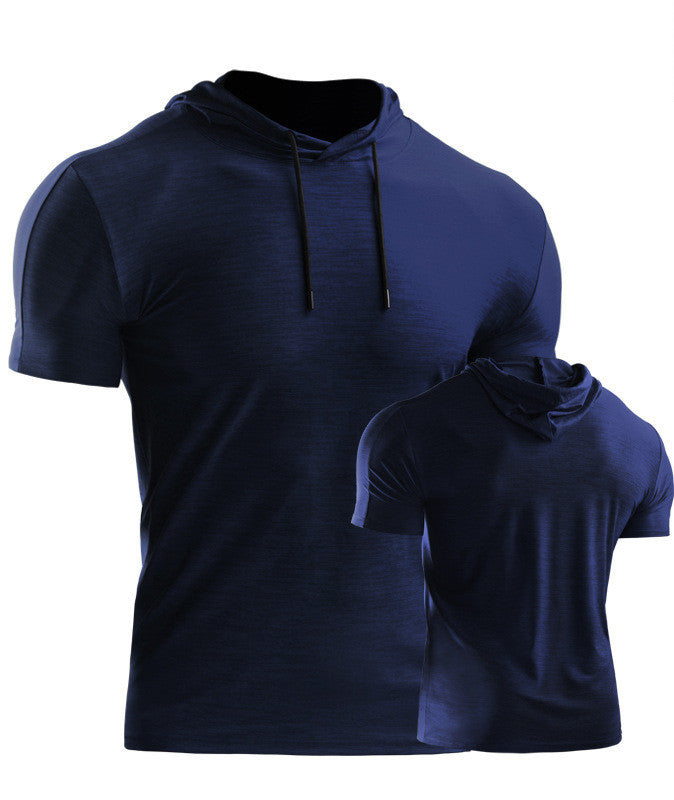 Mens Muscle Hooded Hoodies Short Sleeve