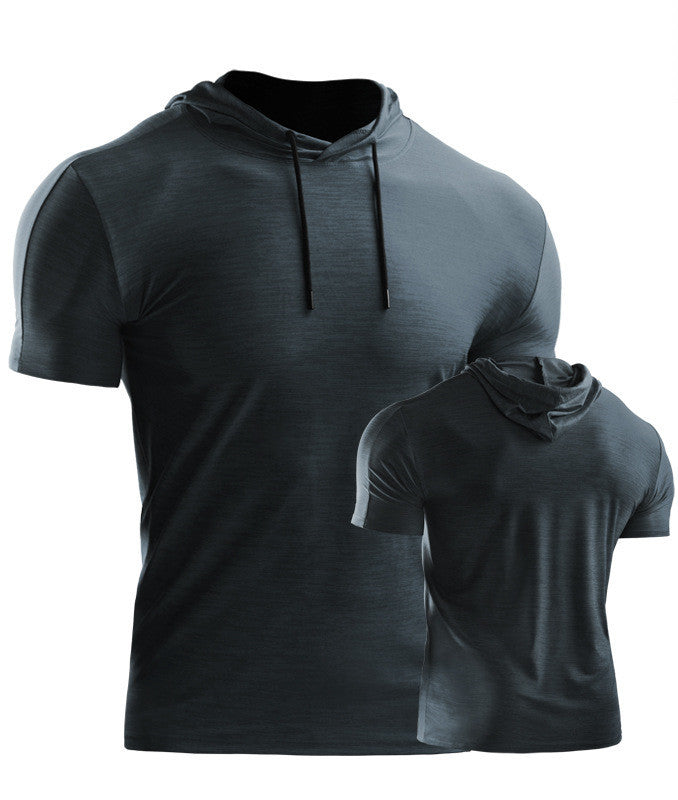 Mens Muscle Hooded Hoodies Short Sleeve