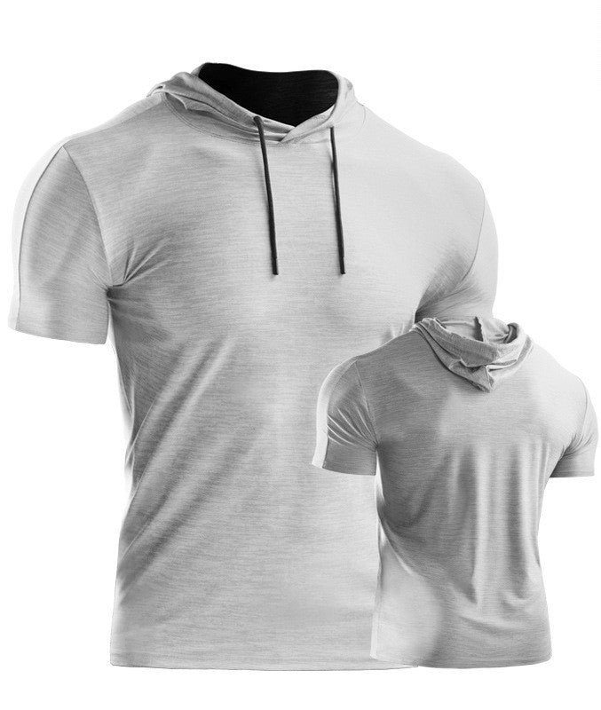 Mens Muscle Hooded Hoodies Short Sleeve